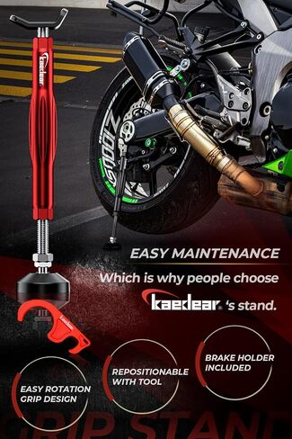 Motorcycle Maintenance Stand, Side Stand, Centre Stand Grip Stand, Easy Turn, Safety, Comfort, with Brake Holder included KDR-ST1 (Black) in Kuwait