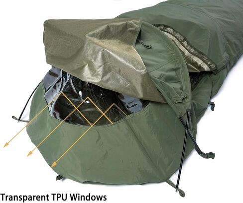 MT Military Hideaway Bivy Cover Stealth Compact Single-pole Hooped Tent for Modular Sleeping bags with Mosquito Bug Net Mesh,Waterproof Breathable outer shell, Minimalist Shelter in Saudi Arabia