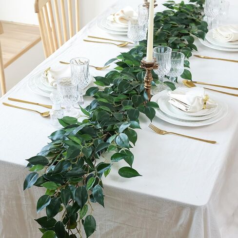 5 Pack 395" Artificial Vines Ivy Garland Fake Vine Realistic Silk Green Leaves Faux Hanging Plants Greenery Decoration for Outdoors Wedding Arch Party Indoor Mantle Bedroom Home Decor in Saudi Arabia