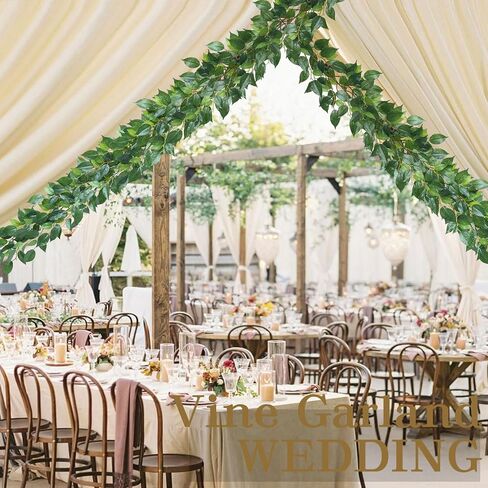 5 Pack 395" Artificial Vines Ivy Garland Fake Vine Realistic Silk Green Leaves Faux Hanging Plants Greenery Decoration for Outdoors Wedding Arch Party Indoor Mantle Bedroom Home Decor in Saudi Arabia