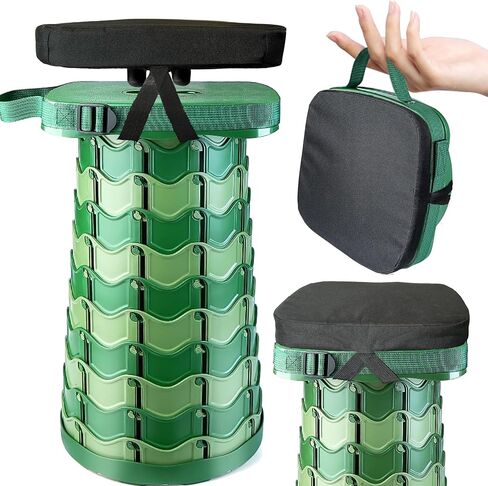 Portable Foldable Stool Bundle Set - Large Square Collapsible Stool + Thick Seat Cushion - Great Value Pack for Camping Travel Picnic Gardening in Saudi Arabia
