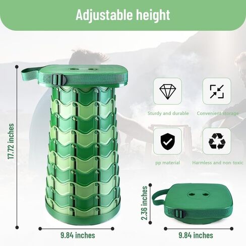 Portable Foldable Stool Bundle Set - Large Square Collapsible Stool + Thick Seat Cushion - Great Value Pack for Camping Travel Picnic Gardening in Saudi Arabia
