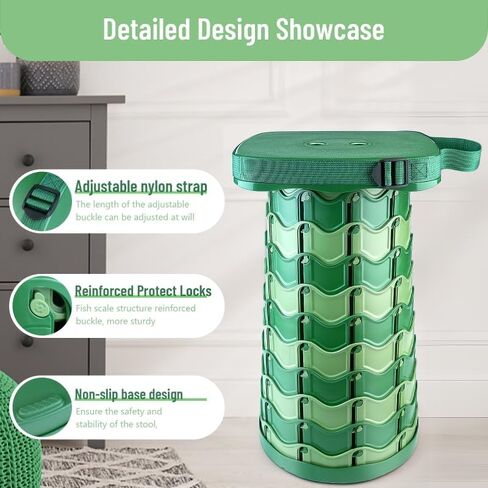 Portable Foldable Stool Bundle Set - Large Square Collapsible Stool + Thick Seat Cushion - Great Value Pack for Camping Travel Picnic Gardening in Saudi Arabia