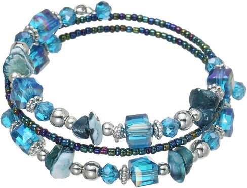 Crystal Stackable Bracelets for women Elegant Multi Color Chips Bohemian Beaded Coil Bangle Bracelets for Gifts in Saudi Arabia