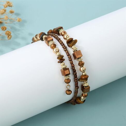 Crystal Stackable Bracelets for women Elegant Multi Color Chips Bohemian Beaded Coil Bangle Bracelets for Gifts in Saudi Arabia