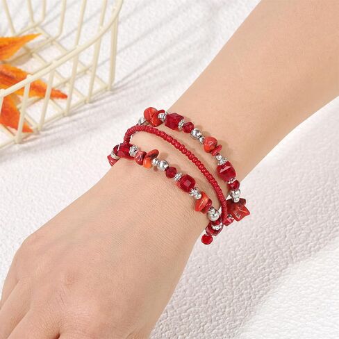 Crystal Stackable Bracelets for women Elegant Multi Color Chips Bohemian Beaded Coil Bangle Bracelets for Gifts in Saudi Arabia