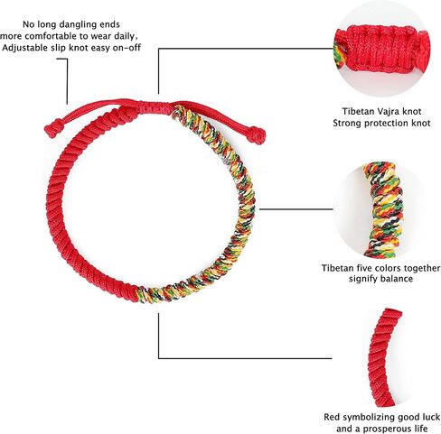 M L Sizes-Tibetan Vajra Knot Red String Bracelet for Fate and Strong Protection for women and men - Buddhist Bracelets No Long Dangling End in Saudi Arabia