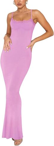 Reoria Women's Summer Lace Lounge Long Dress Sexy Disgant Alegant Backbless Bodycon Maxi Dresses in Kuwait