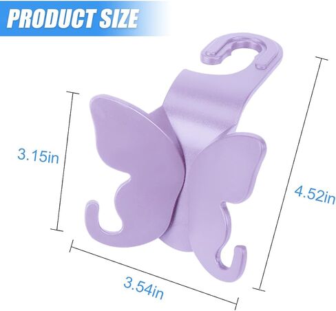 Car Seat Headrest Hook, Cute Vehicle Backseat Hanging Storage Organizer for Purse Coat Umbrella, Automotive Interior Seatback Hanger Decor Accessories, Universal for Most Cars (Purple) in Saudi Arabia