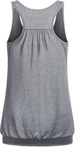 Women's Workout Tops Racerback Loose Fit Yoga Top Round Neck Sleeveless Ruched Tank Top with Baned Bottom in Kuwait