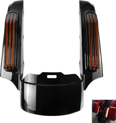 دراجة نارية LED الخلفي Fender Fascia Mudguard مع إشارات الانعطاف الأضواء الجري المناسبة ل Harley Touring Road Road Road King Electra Glide Glide 2009-2013 (Amber Lens) in Kuwait