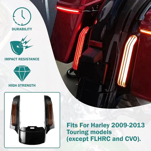 دراجة نارية LED الخلفي Fender Fascia Mudguard مع إشارات الانعطاف الأضواء الجري المناسبة ل Harley Touring Road Road Road King Electra Glide Glide 2009-2013 (Amber Lens) in Kuwait
