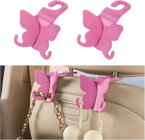 Car Seat Headrest Hook, Cute Vehicle Backseat Hanging Storage Organizer for Purse Coat Umbrella, Automotive Interior Seatback Hanger Decor Accessories, Universal for Most Cars (Purple) in Kuwait
