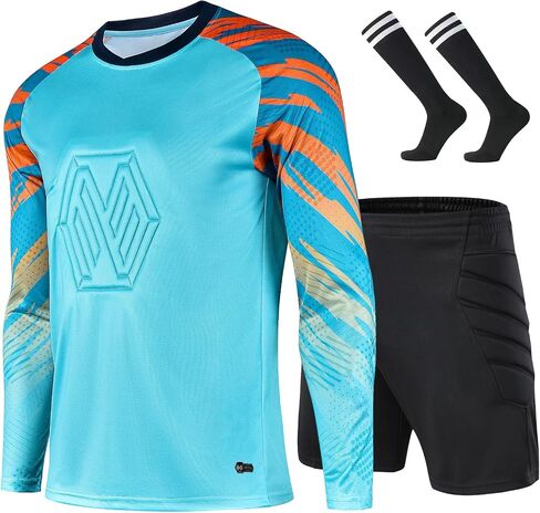 Soccer Goalie Jersey and Shorts Set for Boys,Long Sleeve Goalie Uniform Kit for Kids and Youth in Saudi Arabia