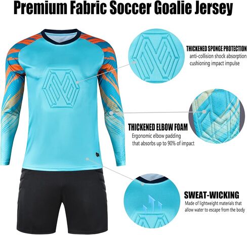 Soccer Goalie Jersey and Shorts Set for Boys,Long Sleeve Goalie Uniform Kit for Kids and Youth in Saudi Arabia