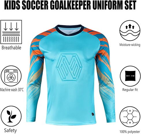Soccer Goalie Jersey and Shorts Set for Boys,Long Sleeve Goalie Uniform Kit for Kids and Youth in Saudi Arabia