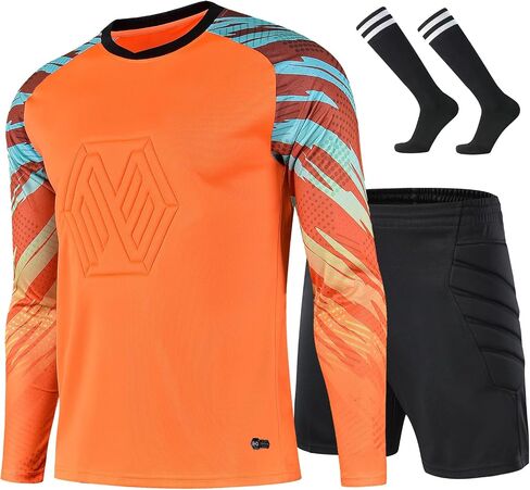 Soccer Goalie Jersey and Shorts Set for Boys,Long Sleeve Goalie Uniform Kit for Kids and Youth in Saudi Arabia