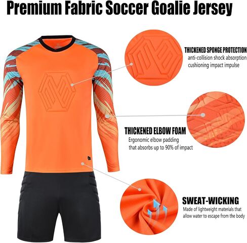 Soccer Goalie Jersey and Shorts Set for Boys,Long Sleeve Goalie Uniform Kit for Kids and Youth in Saudi Arabia