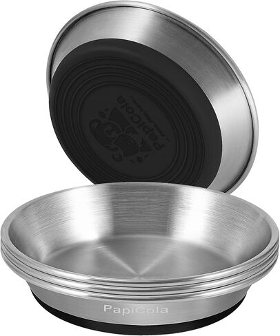 Basic Cat Bowls, Dog Food Bowls, 2Pcs Food Grade 304 Stainless Steel Cat Dishes, Wide and Shallow Design Reducing Whisker Fatigue, Non-Slip Silicone Bottom, Heavy Duty, Metal Plates for Cat and Puppy in Saudi Arabia