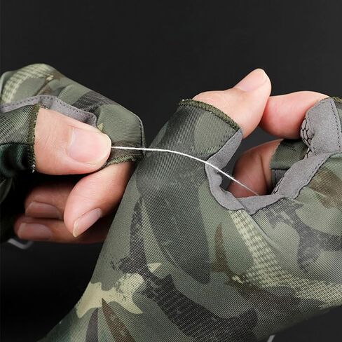 Camo Ice Silk Fishing Gloves for Men Women, 3 Finger Cut Anti-slip Kayaking Gloves Sea Fishing Gloves, UPF 50+ Sun UV Protection Fingerless Gloves for Paddling, Rowing, Canoeing, Hunting in Kuwait