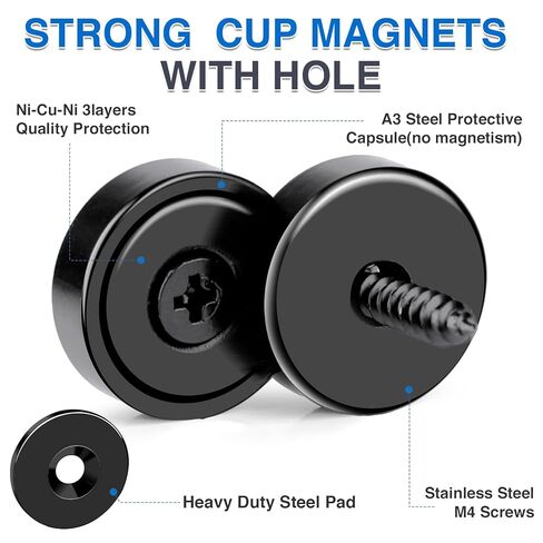 MIKEDE Super Strong Neodymium Bar Magnets, 70lbs Heavy Duty Rectangular Pot Magnets with Countersunk Hole for Wall Mounting, Earth Magnets with Screws for Home, Garage, Workplace- 60x13.5x5mm, 4 Pack in Kuwait