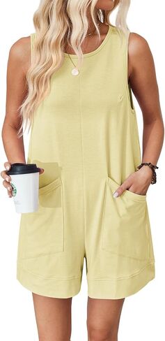 Vutru Rompers for Women Summer Summer Belissuits غير الرسمية فضفاضة فاشلة رومبير رومبير مريح قطعة واحدة مع جيوب in Saudi Arabia