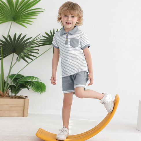 Toddler Baby Boy Summer Clothes Button Short Sleeve T-Shirt Shorts Set Casual Kid Soft Waffle Outfits in Saudi Arabia