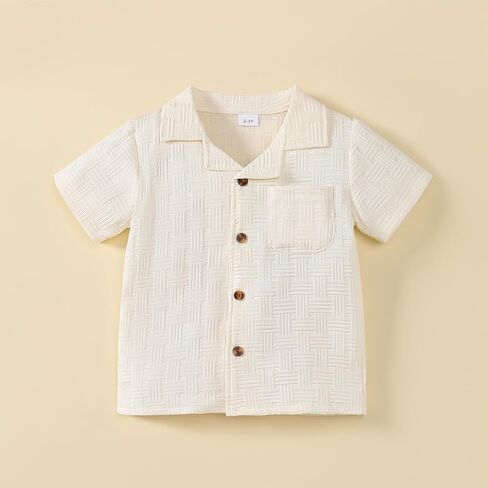 Little Boy Summer Clothes Short Sleeve Button Down Shirts + Shorts Beach Vacation Outfits in Saudi Arabia