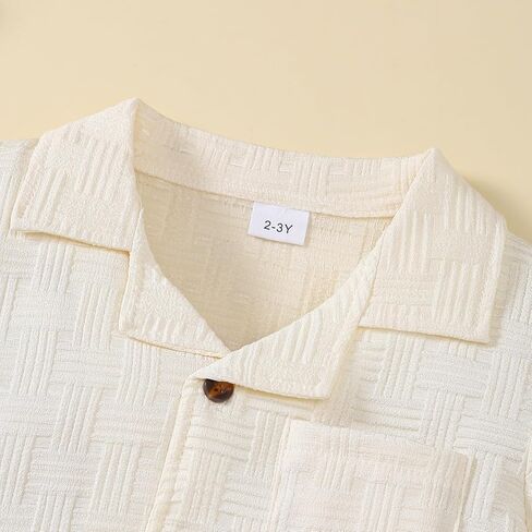 Little Boy Summer Clothes Short Sleeve Button Down Shirts + Shorts Beach Vacation Outfits in Saudi Arabia
