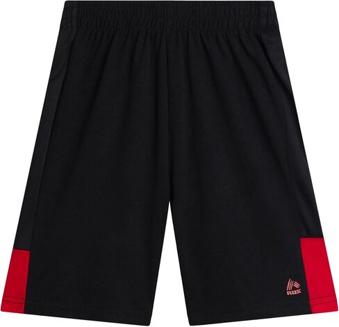 مجموعة السراويل القصيرة النشطة لـ RBX Boys-4 قطعة رياضية Poly Interlock Graphic Shirt و Mostic Gym Shorts for Boys (الأحجام: 4-12) in Saudi Arabia