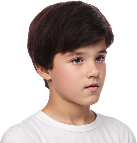 Boys Brown Wig Kids Short Brown Wigs Nature Layered Hair Wig Daily Party Halloween Costume Wigs for Children in Saudi Arabia