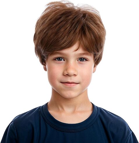 Boys Brown Wig Kids Short Brown Wigs Nature Layered Hair Wig Daily Party Halloween Costume Wigs for Children in Saudi Arabia