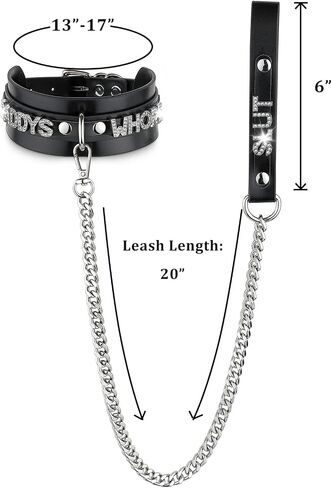 Women's Black Leather Choker Necklace with Rhinestone Letters, Adjustable Punk Gothic Custom Name D-ring Collar Jewelry For Women in Saudi Arabia