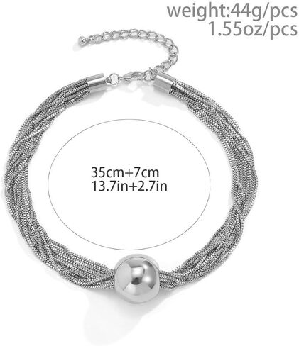 Yooestores82 14K الذهب مكتنزة حبة القلادة قلادة قابلة للتعديل للنساء ، سلاسل بوهيميا العصرية عبارة عن مجوهر in Kuwait