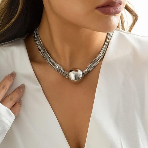 Yooestores82 14K الذهب مكتنزة حبة القلادة قلادة قابلة للتعديل للنساء ، سلاسل بوهيميا العصرية عبارة عن مجوهر in Kuwait