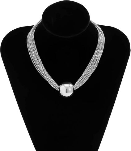 Yooestores82 14K الذهب مكتنزة حبة القلادة قلادة قابلة للتعديل للنساء ، سلاسل بوهيميا العصرية عبارة عن مجوهر in Kuwait