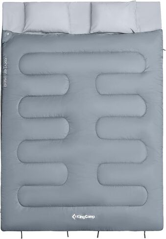 KingCamp 87 x 59 Inch 2 Person 20 Degree Lightweight Waterproof Couple Family Sleeping Bag with 2 Pillows for Camping, Hiking, & Backpacking in Saudi Arabia