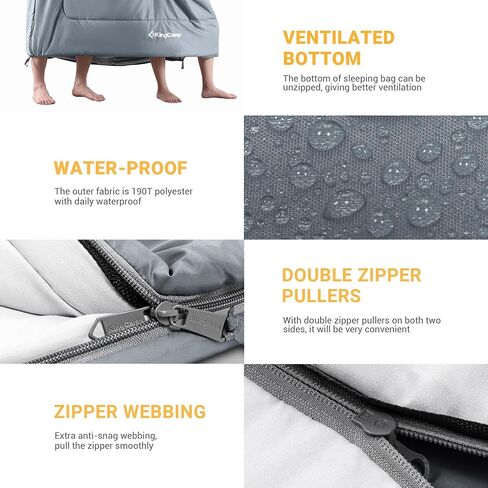 KingCamp 87 x 59 Inch 2 Person 20 Degree Lightweight Waterproof Couple Family Sleeping Bag with 2 Pillows for Camping, Hiking, & Backpacking in Saudi Arabia