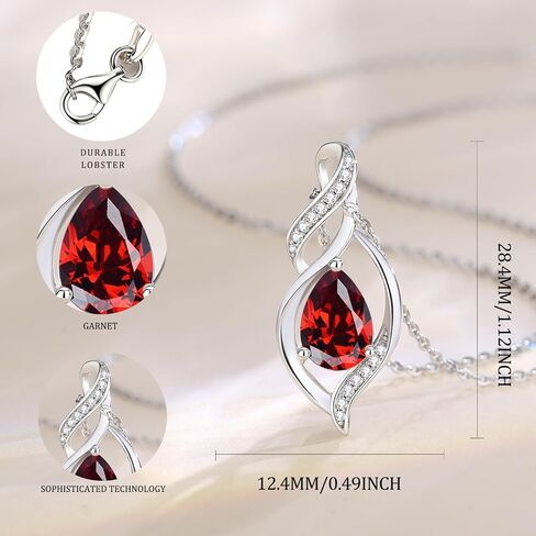 FANCIME Birthstone Necklace for Women Teardrop Necklace S925 Sterling Silver Infinity Love Birthday Gifts for Mom Women Girls, 16"+2" Inches in Saudi Arabia