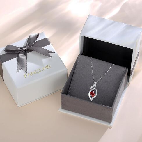 FANCIME Birthstone Necklace for Women Teardrop Necklace S925 Sterling Silver Infinity Love Birthday Gifts for Mom Women Girls, 16"+2" Inches in Saudi Arabia