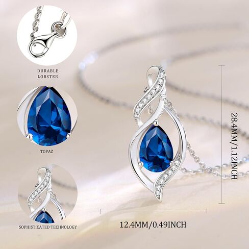 FANCIME Birthstone Necklace for Women Teardrop Necklace S925 Sterling Silver Infinity Love Birthday Gifts for Mom Women Girls, 16"+2" Inches in Saudi Arabia