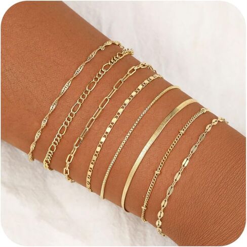 BERISO Gold Bracelets for Women, Elegant Adjustable 14K Gold Plated Bracelet for Women, Trendy Minimalist Dainty Gold Bracelet for Everyday Wear in Kuwait