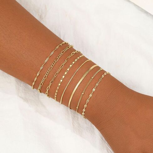 BERISO Gold Bracelets for Women, Elegant Adjustable 14K Gold Plated Bracelet for Women, Trendy Minimalist Dainty Gold Bracelet for Everyday Wear in Kuwait