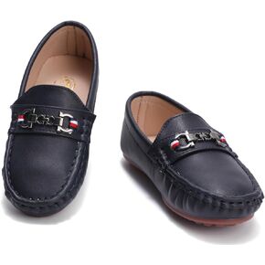 DADAWEN Toddler Little Kid Boys Girls Soft Leather Loafer Casual Moccasin Flats Dress Shoes Penny Slip On Boat Shoes School Wedding Church Loafers