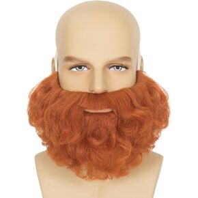 Yan Dream Short Full Full Beard for Men Classic Halloween Assume Hair Hair Hair Curly Curly Red Fake Leard and Matache