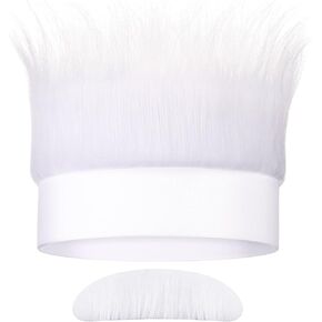 2 Pcs Hairy Headband Crazy Hair Funny Wig DIY Self Adhesive Fake Mustache for Adults Halloween Costume Party Cosplay