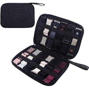 OMEE 12 Watch Band Organizer و Watch Band Carning Case Portable for Watches و Watch Band ، وتناسب معظم أحجام أحزمة الساعة 12 قطعة ، متوافقة مع تخزين فرقة Apple Watch ، حقيبة فقط (أسود)