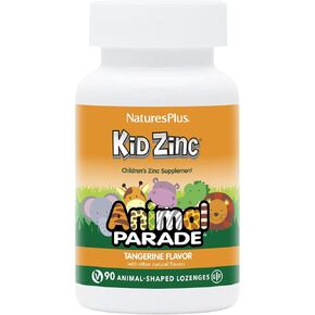 Natures Plus Animal Parade Kidzinc ، نكهة اليوسفي - 90 Lozenges على شكل حيوان ، حزمة 2 - الزنك المخلوع عضويًا - نباتي ، خالي من الغلوتين - 180 حصصًا