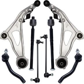 8Pcs Front End Suspension Kit Fit For 13-20 Ni-ssan Pathfinder, In-finiti QX60, 2 Lower Control Arm w/Ball Joint 2 Sway Bar Link 4 Outer & Inner Tie Rod End (# K623063 K750282 EV801209 ES801265)