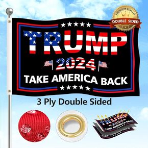 Trump 2024 Flag 3x5 FT President Trump Flag Take America Back Banner Indoor Outdoor Double Sided 3 Ply With Vivid Patriotic Colors Design UV & Fade Resistant 2 Brass Grommets